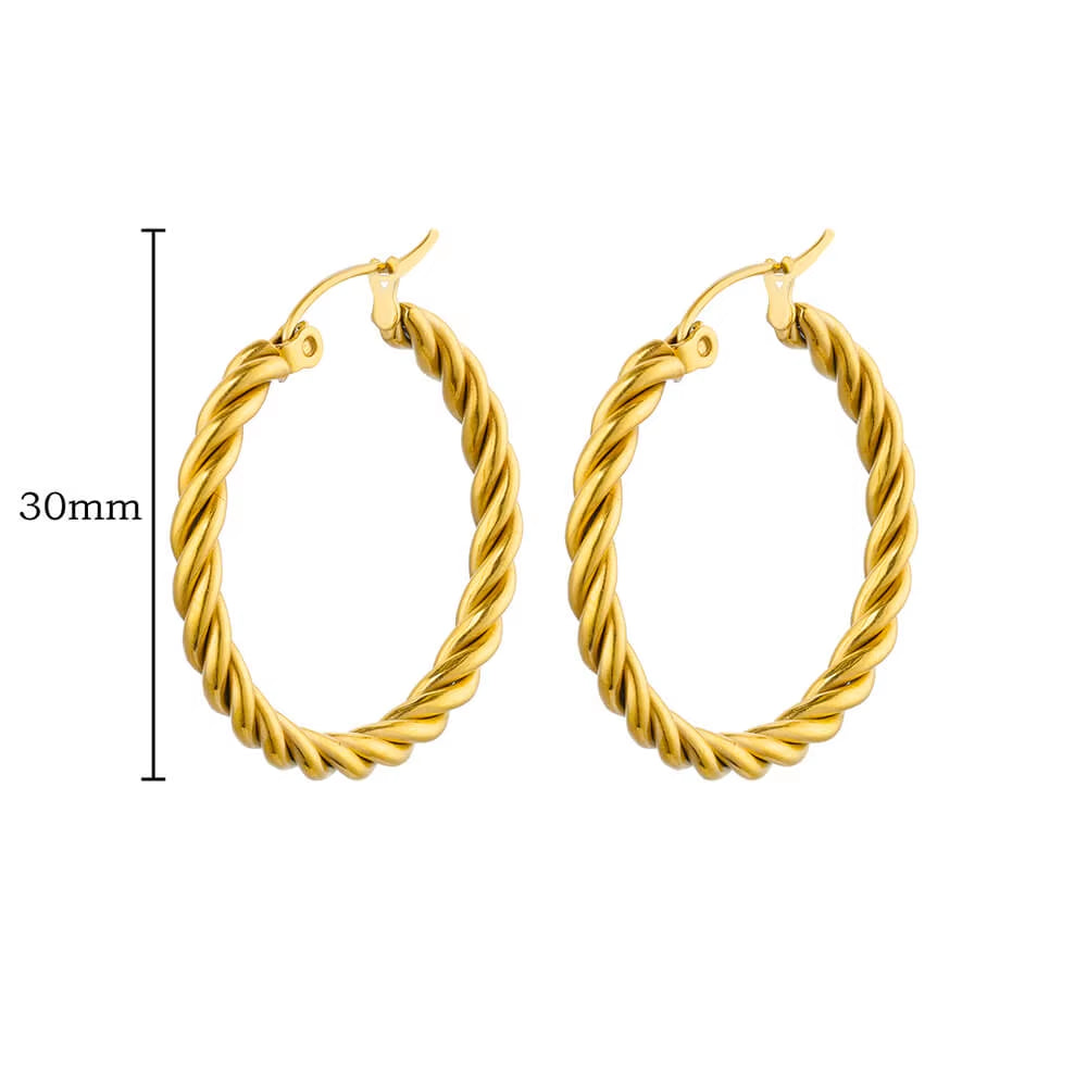 U Shape Hoop Earrings for Women Smooth Gold Color Stainless Steel Earrings Female Classic Statement Wedding Ear Jewelry Aretes