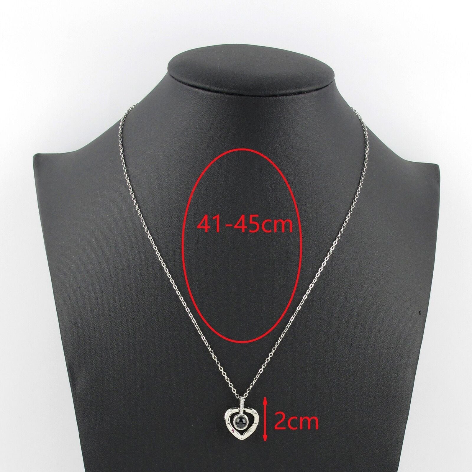 I LOVE YOU 100 Languages Projection Heart Silver/Gold Plated Love Necklace